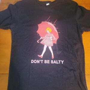 Lane Seven “Don’t Be Salty” Graphic Tee | Retro Parody Salt Girl Shirt | Black M